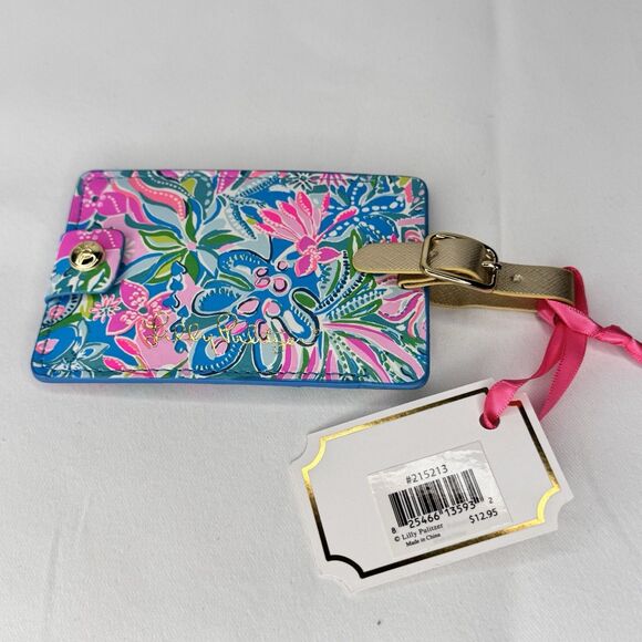 Lilly Pulitzer Paradise Bound TURQUOISE OASIS GOLDEN HOUR Luggage Tag Travel NEW - Picture 4 of 7